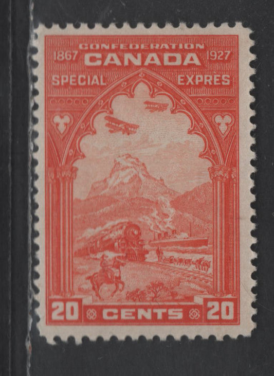 Lot 106 Canada SC#E3 20c - 10c Orange Train & Scene, 1927 Special Delivery Issue, A FOG Single, Streaky Gum