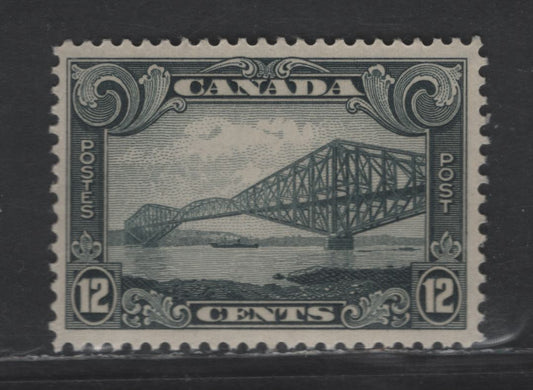 Lot 114 Canada SC#156 12c Slate Gray Quebec Bridge, 1928-1929 Scroll Issue, A VFNH Single, Streaky Gum
