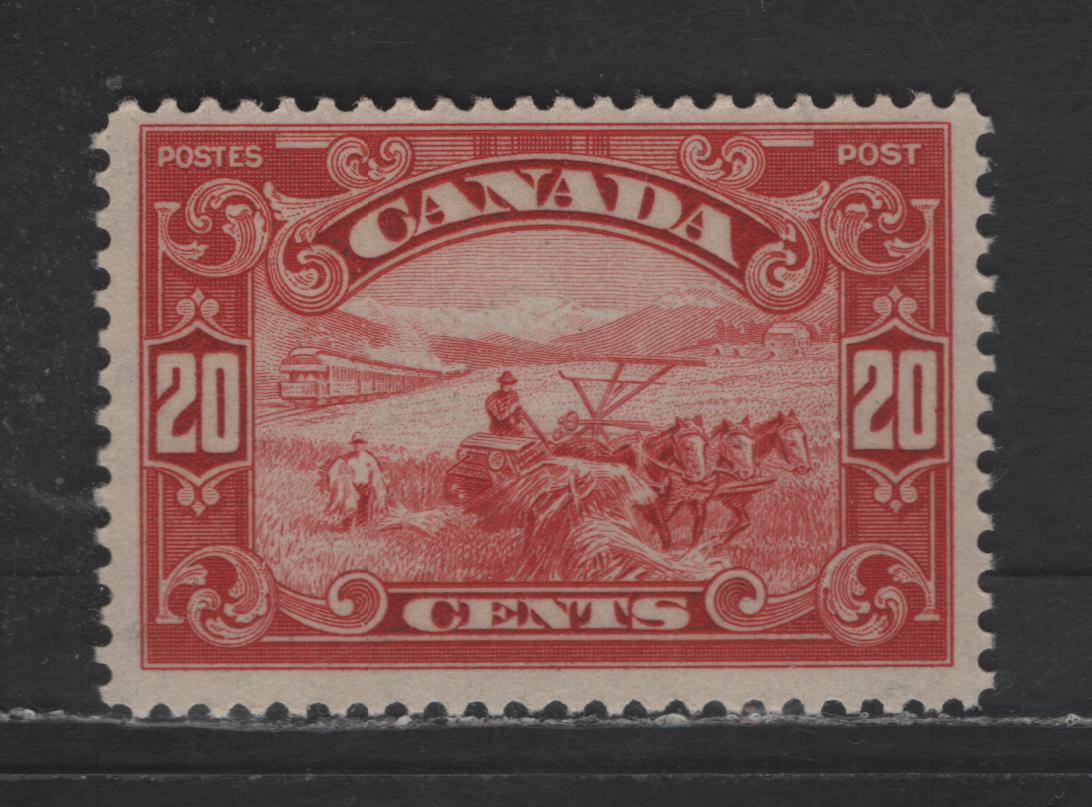 Lot 115 Canada SC#157 20c Carmine Red Harvesting Wheat, 1928-1929 Scroll Issue, A FNH Single, Streaky Gum