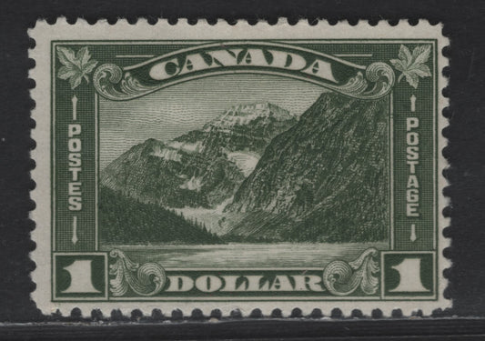 Lot 127 Canada SC#177 $1 Bronze Green Mt. Edith Cavell, 1930-1931 Arch/Leaf Issue, A FOG Single, Creamy Semi Glossy Gum