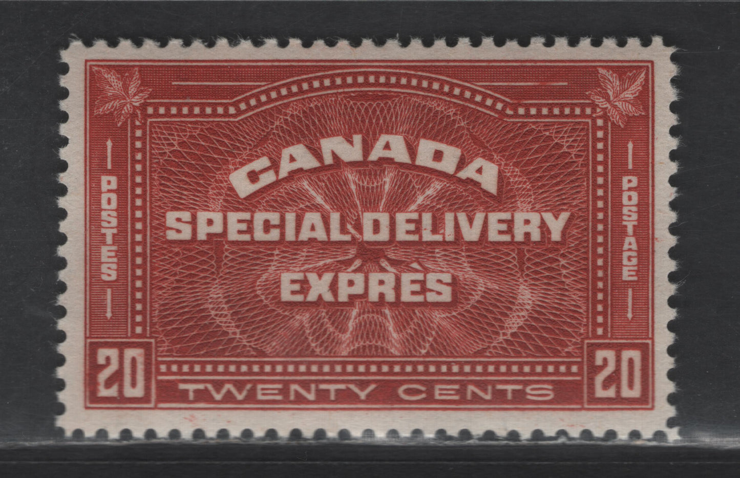 Lot 128 Canada SC#E4 20c Deep Brownish Vermillion Design, 1930 Special Delivery Issue, A VFNH Single, Very Light Creamy Semi Glossy Gum, Likely A 1930 Printing