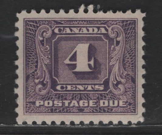 Lot 135 Canada SC#J8i 4c Dull Rosy Violet Numeral, 1930-1932 Second Postage Due, A VFOG Single, Deep Brownish Creamy Semi Glossy Gum