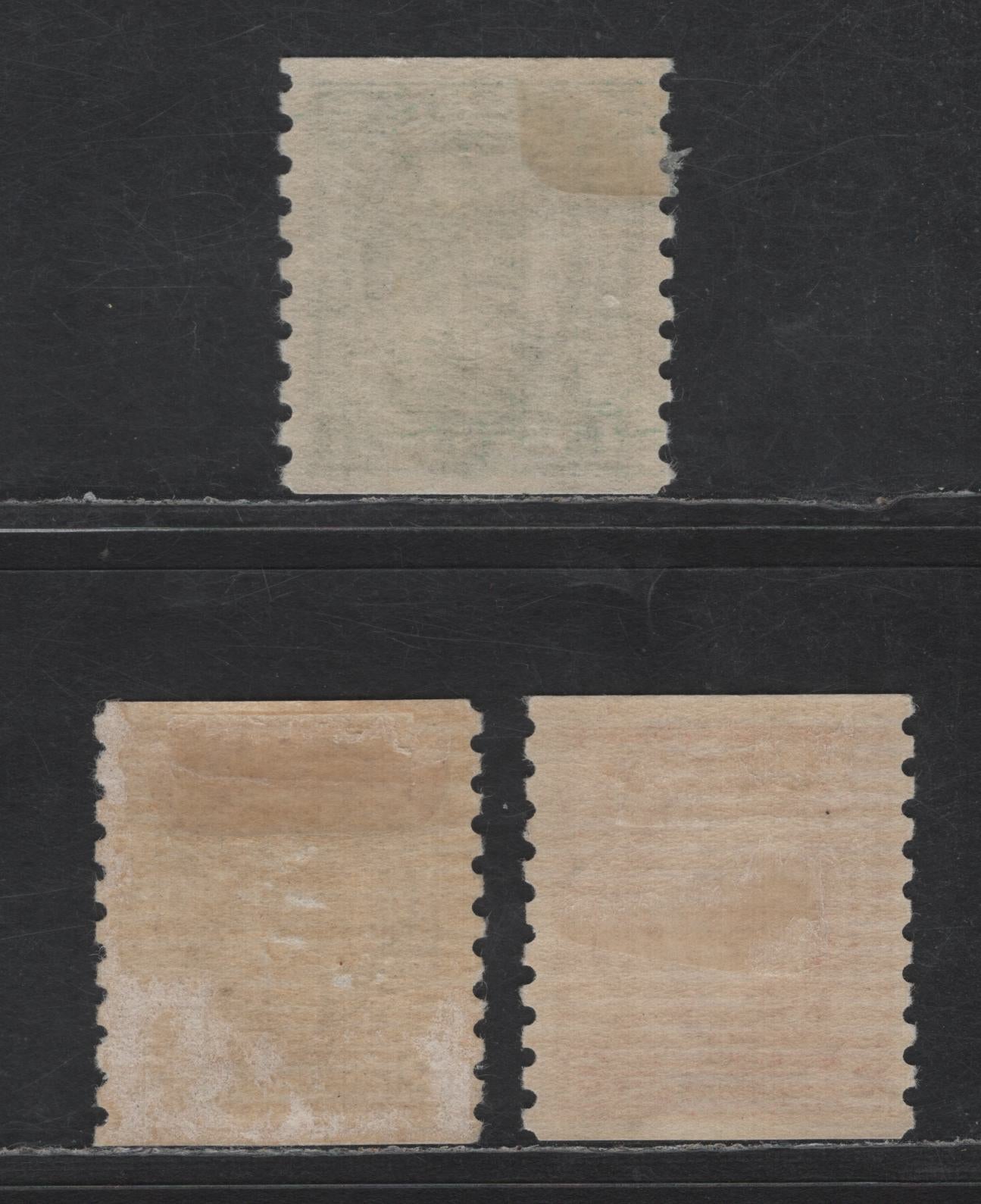 Lot 141 Canada SC#205-207 1c - 3c Deep Green - Deep Red King George V, 1932 Medallion Issue, 3 VFOG Singles, Different Gums