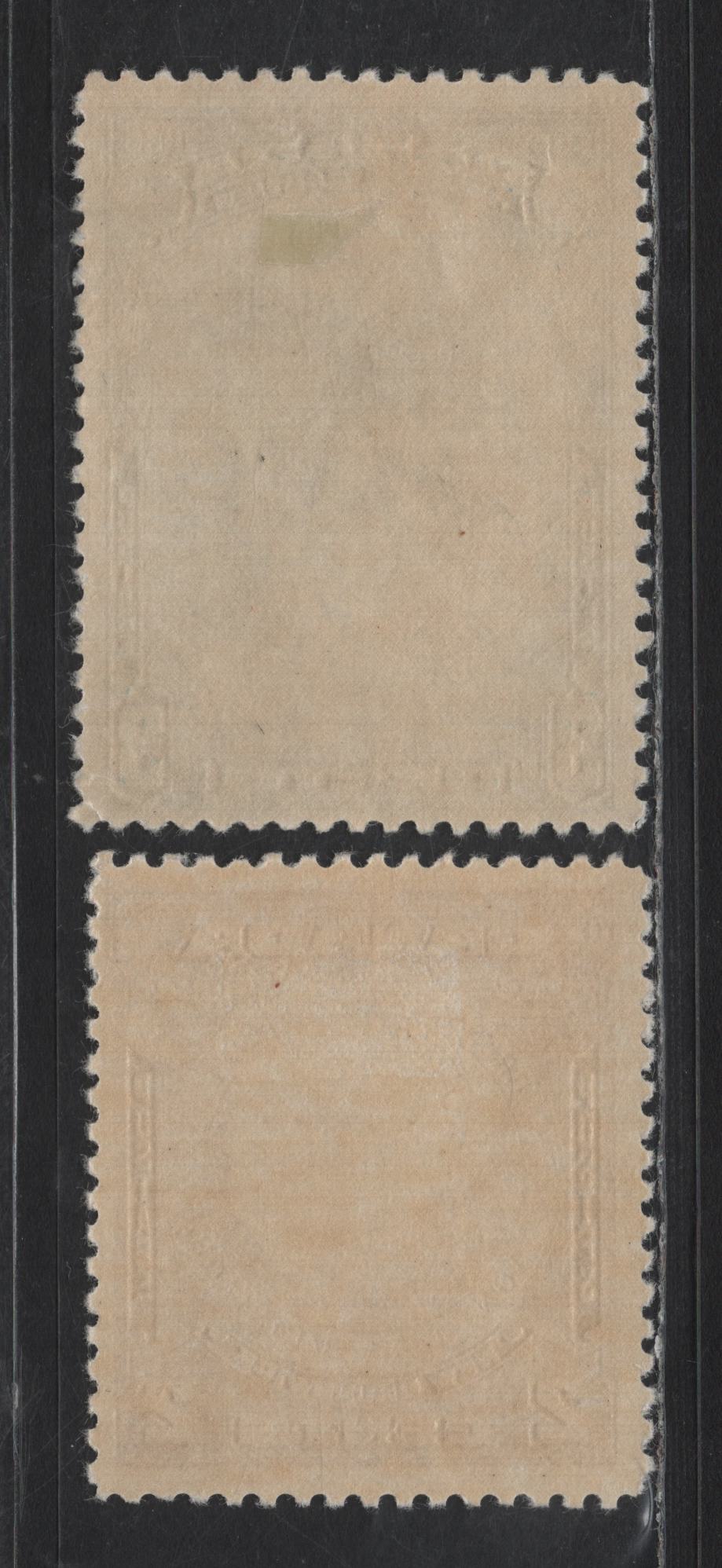 Lot 146 Canada SC#208, 210 3c - 2c Blue - Red Brown Jacques Cartier - New Brunswick Seal, 1934 Jacques Cartier - New Brunswick Issues, 2 FOG Singles, Cream Satin Gum