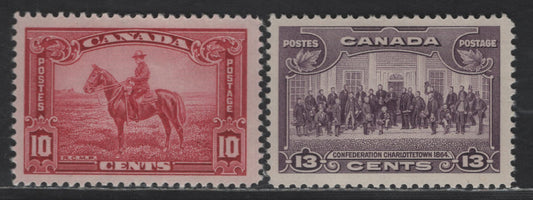 Lot 149 Canada SC#223-224 10c - 13c Purple - Deep Carmine Rose RCMP - Charlottetown, 1935 KGV Pictorial Issue, 2 F/VFNH Singles