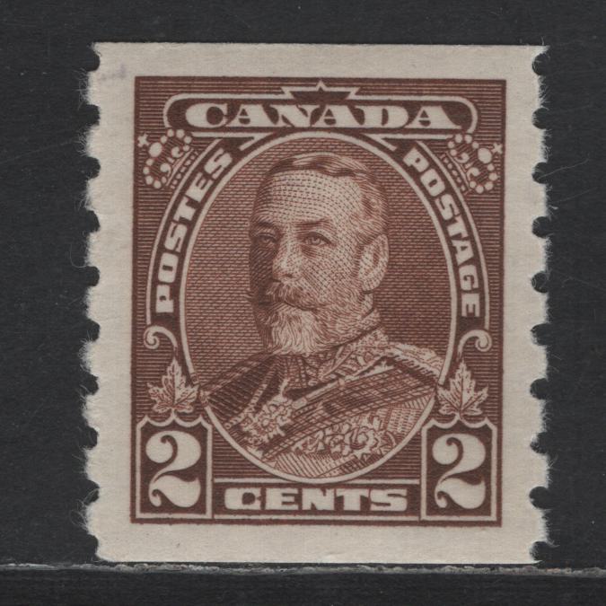 Lot 154 Canada SC#229 2c Brown King George V, 1935 KGV Pictorial Coil Issue, A VFNH Coil Single, Horizontal Wove Paper With Vertical Ribbing, Satin Cream Gum