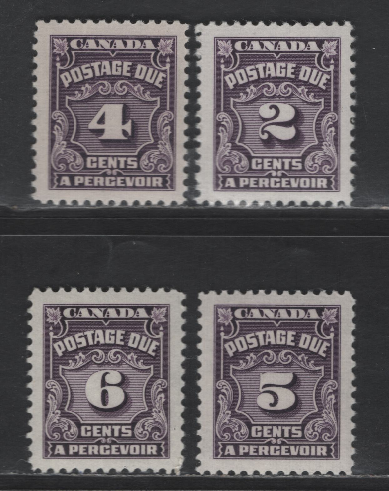Lot 156 Canada SC#J16-J19 2c-6c Purple - Blackish Purple Numerals, 1935-1965 Fourth Postage Due Issue, 4 VFNH Singles, Different Papers & Gums