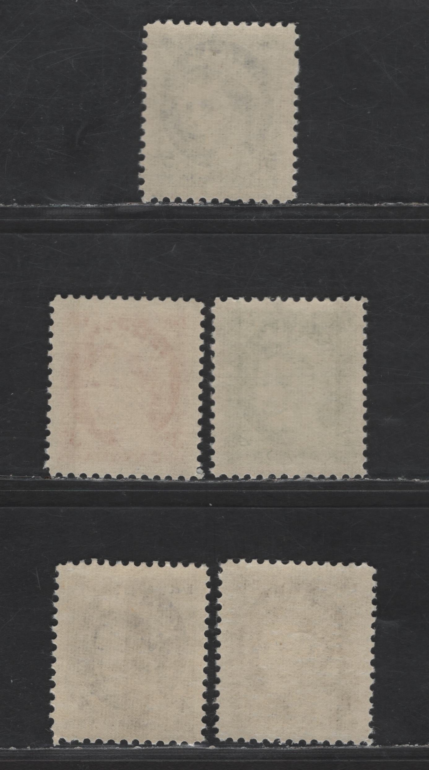 Lot 163 Canada SC#337p-341p 1c - 5c Violet Brown - Bright Blue Queen Elizabeth II, 1954 Wilding Issue, 5 F/VFNH Singles, Tagged With Light Bluish White Tagging