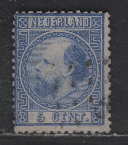 Lot 170 Netherlands SC#7b 5c Ultramarine King William III, 1867 King William III Issue, A Fine Used Single, Perf 13.5, Small Holes, Type II Numerals