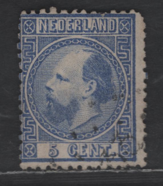 Lot 171 Netherlands SC#7b 5c Ultramarine King William III, 1867 King William III Issue, A Very Good Used Single, Perf 13.5, Small Holes, Type II Numerals