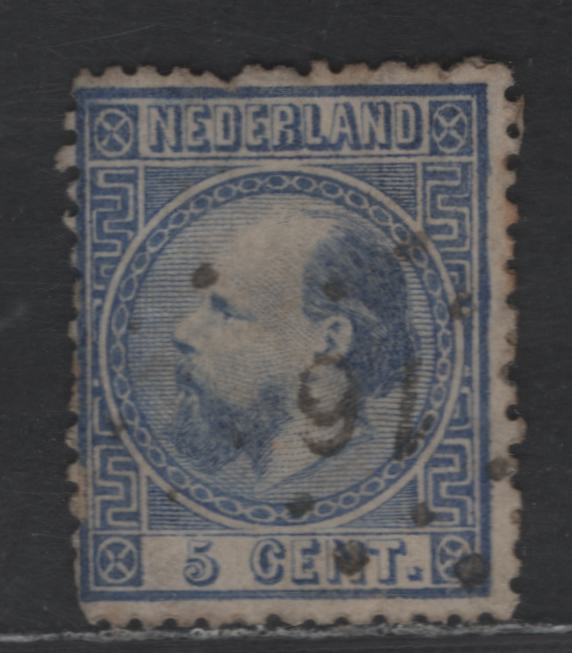Lot 172 Netherlands SC#7b 5c Ultramarine King William III, 1867 King William III Issue, A Very Good Used Single, Perf 13.5, Small Holes, Type II Numerals