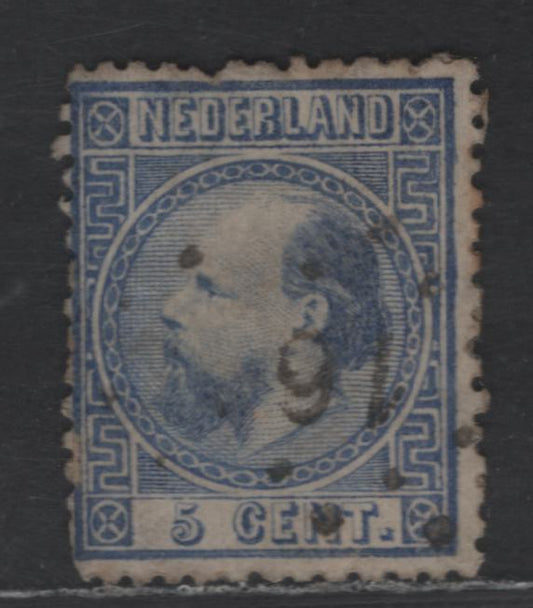 Lot 172 Netherlands SC#7b 5c Ultramarine King William III, 1867 King William III Issue, A Very Good Used Single, Perf 13.5, Small Holes, Type II Numerals
