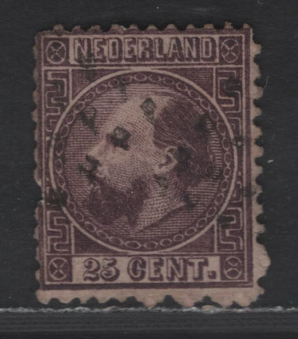 Lot 173 Netherlands SC#11 25c Dark Violet King William III, 1867 King William III Issue, A Very Good Used Single, Type 1 Numerals, Perf 12.75x12