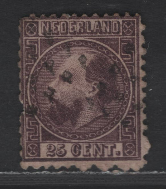 Lot 173 Netherlands SC#11 25c Dark Violet King William III, 1867 King William III Issue, A Very Good Used Single, Type 1 Numerals, Perf 12.75x12