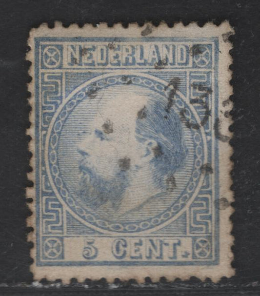 Lot 175 Netherlands SC#7 5c Pale Blue King William III, 1867 King William III Issue, A Very Fine Used Single, 14 Small Holes, Type 2 Numerals, VF Centering For This Issue