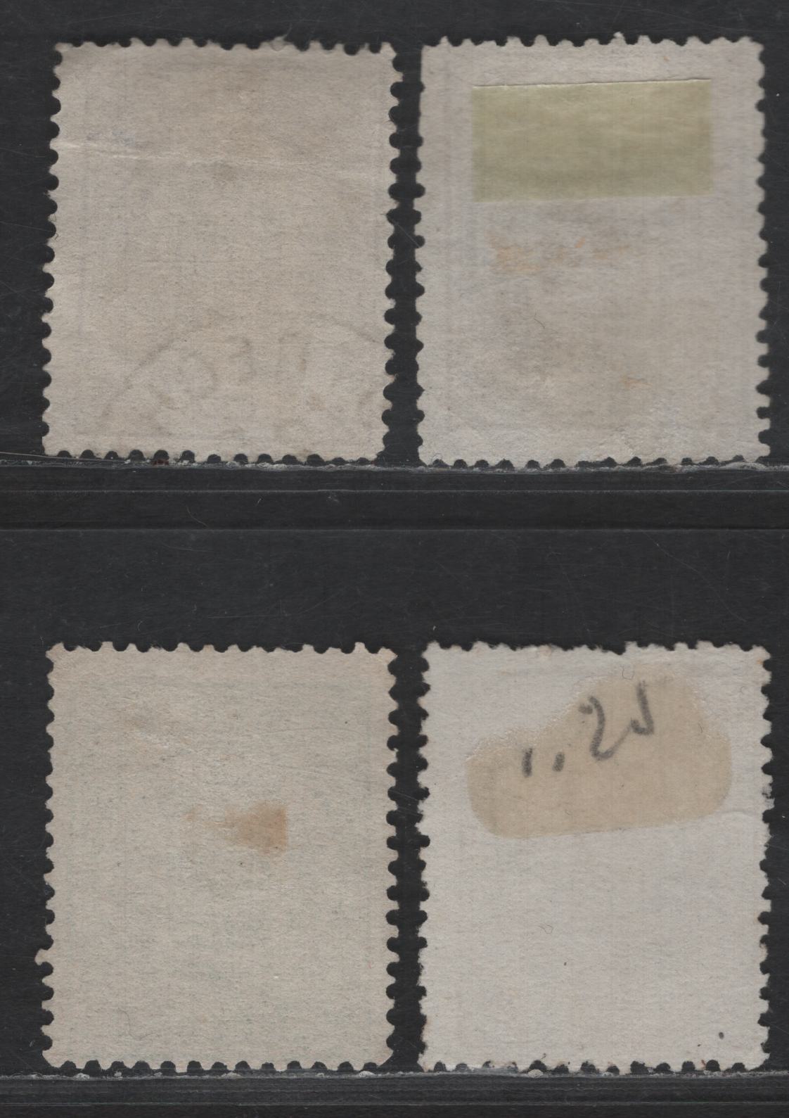 Lot 178 Netherlands SC#17, 19, 22 1/2c - 2.5c Red Brown - Violet Coat of Arms, 1869-1871 Coat of Arms Issue, 4 Fine Used Singles, Perf 13.25, Large Holes With 2 Paper Varieties of The 1/2c & Shade Variations