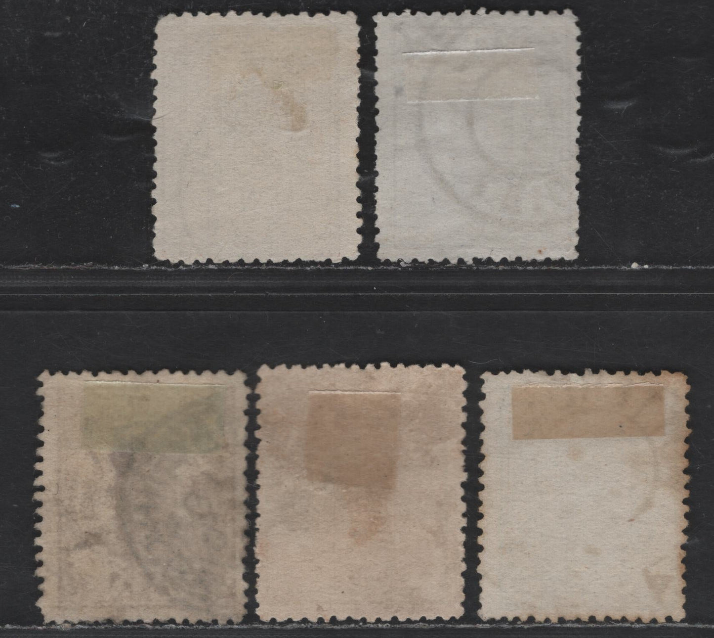 Lot 180 Netherlands SC#17, 19 1/2c - 1c Red Brown - Green Coat of Arms, 1869-1871 Coat of Arms Issue, 5 Fine Used Singles Perf 13.25, Small Holes, Slightly Different Shades On Different Papers