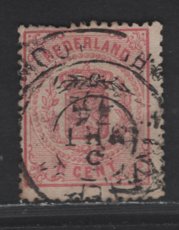 Lot 181 Netherlands SC#20 1.5c Rose Coat of Arms, 1869-1871 Coat of Arms Issue, A Very Good Used Single, Perf 13.25, Small Holes
