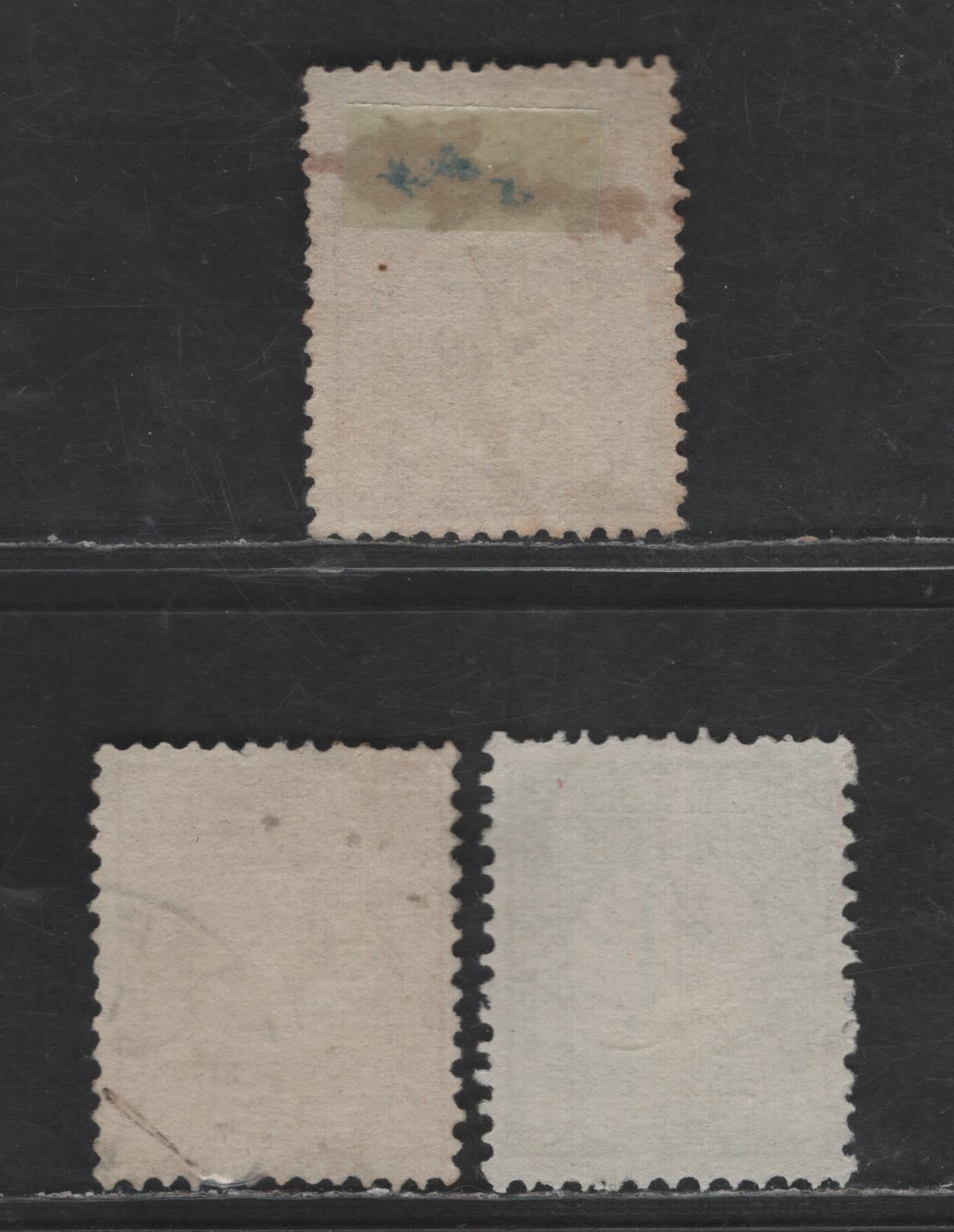 Lot 193 Netherlands SC#34, 34a, 35c 1/2c - 1c Rose - Green Numerals, 1876-1894 Numeral Issue, 3 Fine/Very Fine Used Singles, 1/2c Is Type 1, Perf 12.5x12 & Small Holes, 1/2c Type 2 & 1c Green Are Perf 12.5, Both With Large Holes