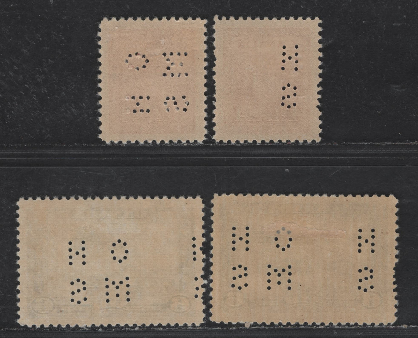 Lot 20 (C) Canada SC#O9-251, O9-254, O9-C6 3c - 6c Dark Carmine - Blue King George VI - Steamer & Monoplane, 1928-1946 War & Airmail Issues, 4 VFOG Singles, Positions 4 & 1, Two Stamps Half Perforated