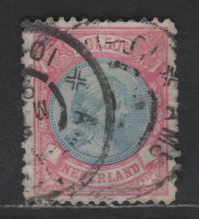 Lot 202 Netherlands SC#53 2g50c Pink & Pale Blue Princess Wilhelmina, 1893-1896 Princess Wilhelmina Issue, A Very Fine Used Single
