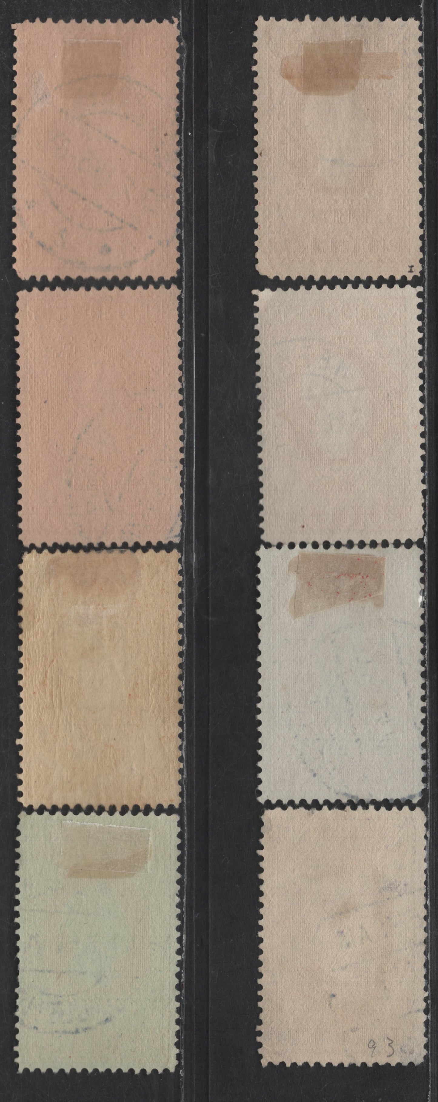 Lot 214 Netherlands SC#90-95 2.5c - 20c Green on Green - Orange Brown King William I - II, 1913 Centenary of Dutch Independence Issue, 8 Fine/Very Fine Used Singles, Subtle Shades Of 5c & 20c, Perf 11.5