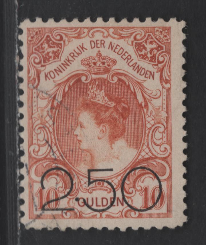 Lot 217 Netherlands SC#104 2.50g on 10g Orange Queen Wilhelmina, 1920 Surcharged Issue, A Fine Used Single, Perf 11