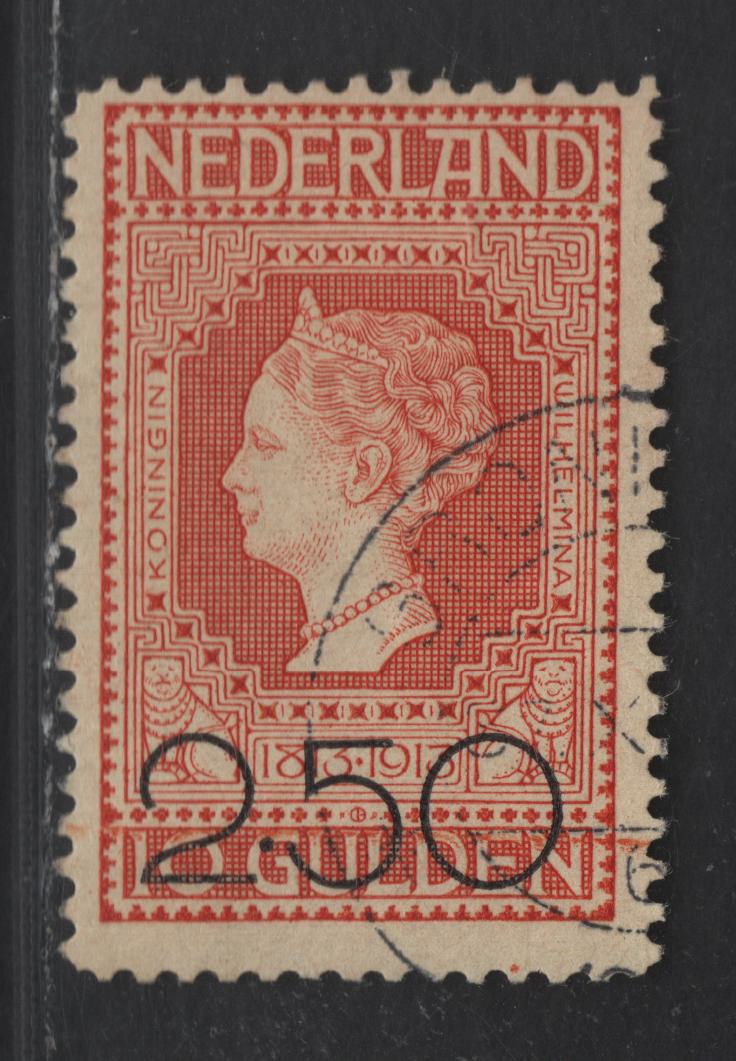 Lot 218 Netherlands SC#105 2.50g on 10g Orange Queen Wilhelmina, 1920 Surcharged Issue, A Fine Used Single, Perf 11.5