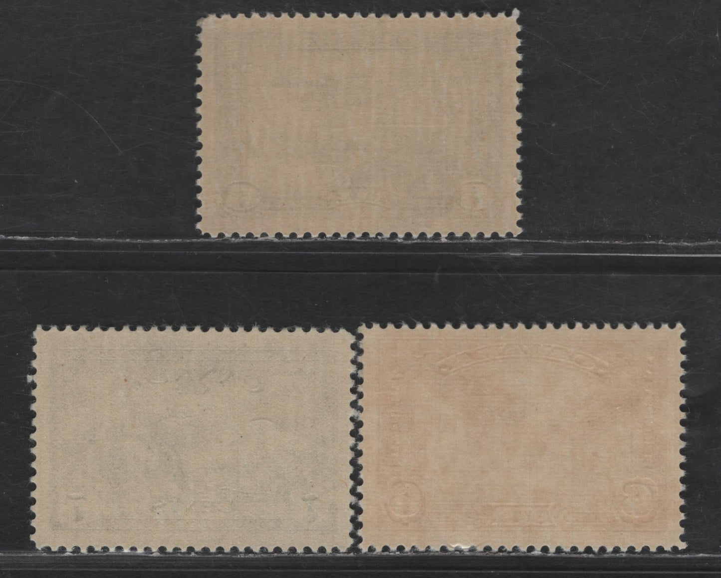 Lot 24 (C) Canada SC#C5-C6, C9 6c - 7c Red Brown - Blue Daedalus in Flight - Canada Geese, 1935-1946 Airmail Issue, 3 VFNH Singles