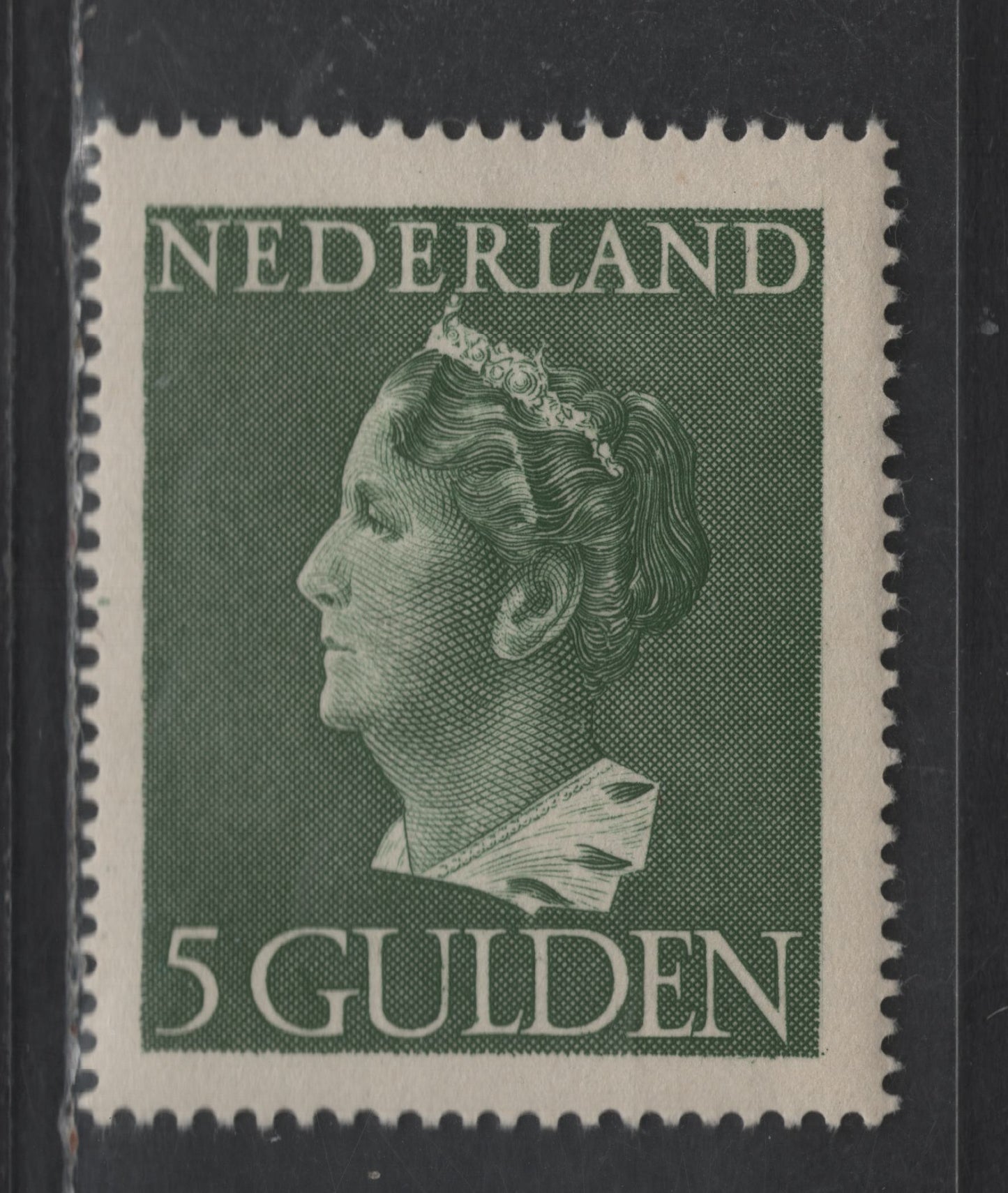 Lot 251 Netherlands SC#280 5g Dark Olive Green Queen Wilhelmina, 1946 Queen Wilhelmina Issue, A VFOG Single