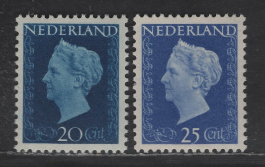 Lot 263 Netherlands SC#292, 294 20c -25c Dark Blue - Ultramarine Queen Wilhelmina, 1947-1948 Queen Wilhelmina Issue, 2 VFNH Singles