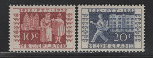 Lot 278 Netherlands SC#338-339 10c - 20c Brown Carmine - Violet Blue Postage Stamp Centenary, 1952 Postage Stamp Centenary Issue, 2 VFNH Singles