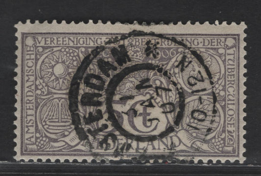 Lot 284 Netherlands SC#B3 5c+5c Gray Symbolic Design For Combating Tuberculosis, 1906 Semi Postal Issue, A Very Fine Used Single