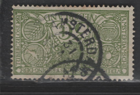 Lot 285 Netherlands SC#B2 3c+3c Pale Olive Green Symbolic Design For Combating Tuberculosis, 1906 Semi Postal Issue, A Fine Used Single