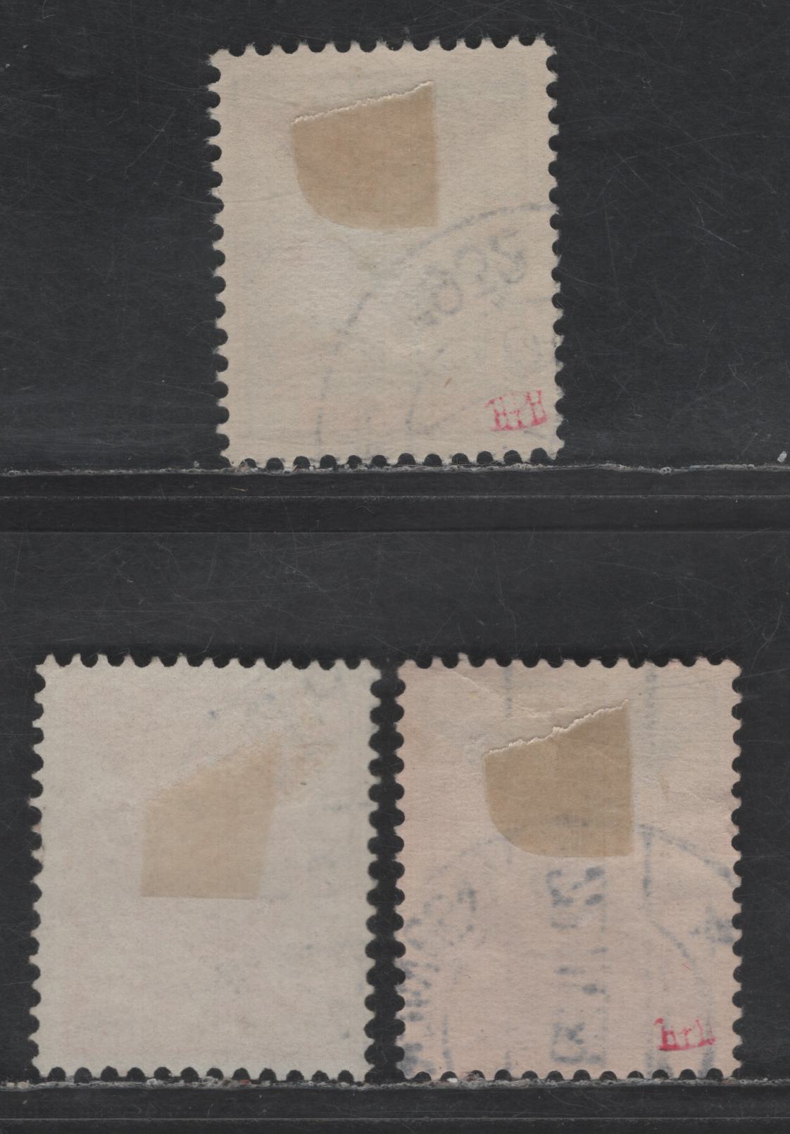 Netherlands SC#B9-B11 2c+2c - 10c+2.5c Green & Orange - Red & Orange Arms, 1925 Semi Postal Issue, 3 Very Fine Used Singles