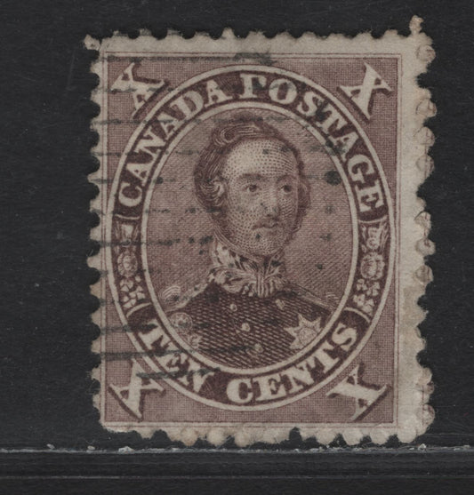 Lot 30 Canada SC#17ii 10c Brown Prince Albert, 1859-1864 First Cents Issue, A Fine Used Single, Very Thick Paper, Perf 12x11.75