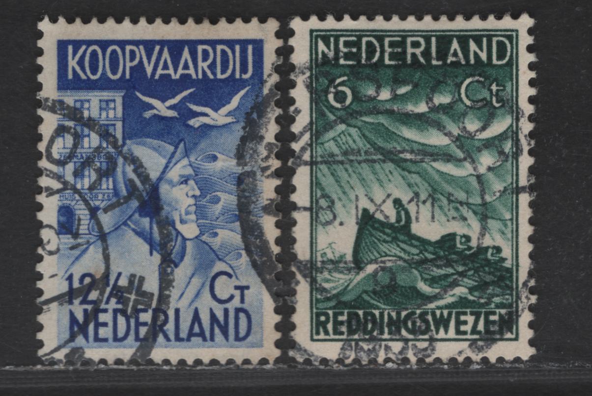 Lot 306 Netherlands SC#B64-B65 6c+4c - 12.5c+3.5c Deep Green - Ultramarine Monument at Den Helder - The 'Hope', 1933 Semi Postal Issue, 2 Very Fine Used Singles