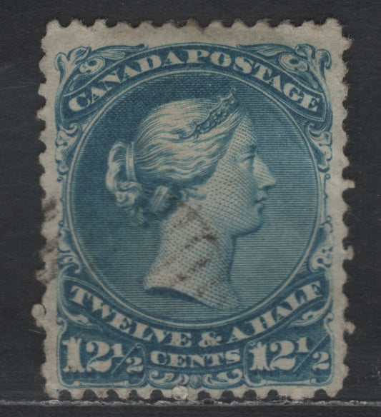 Lot 40 Canada SC#28 12.5c Blue Queen Victoria, 1868-1876 Large Queen Issue, A Fine Used Single, Duckworth Paper 3 (FO-F)