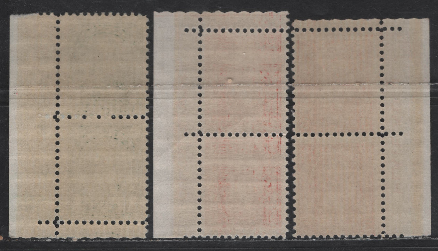 Lot 4 (C) Canada SC#163, 192 1c - 3c Deep Green - Deep Red King George V , 1930-1932 Arch/Leaf - Imperial Economic Conference Issues, 3 F/VFOG Vertical Plate Pairs, Plates 1, 5 & 10