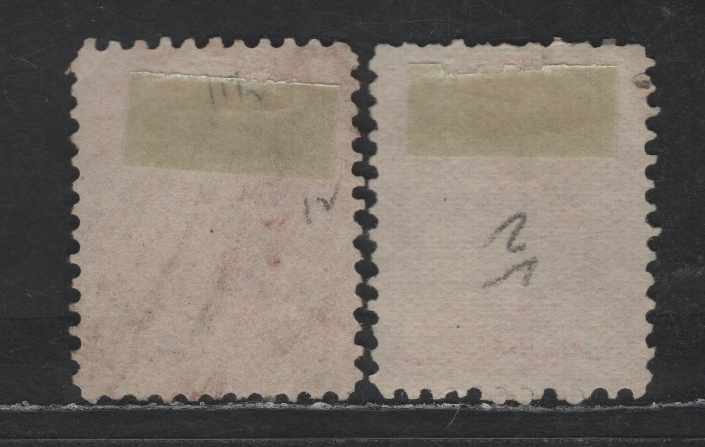 Lot 43 Canada SC#35ii, 37iii 1c & 3c Deep Yellow & Dull Orange Red Queen Victoria, 1870-1893 Small Queen Issue, 2 Very Good/Fine Used Singles, Papers MM-D & MM-B, Perfs 11.75x12