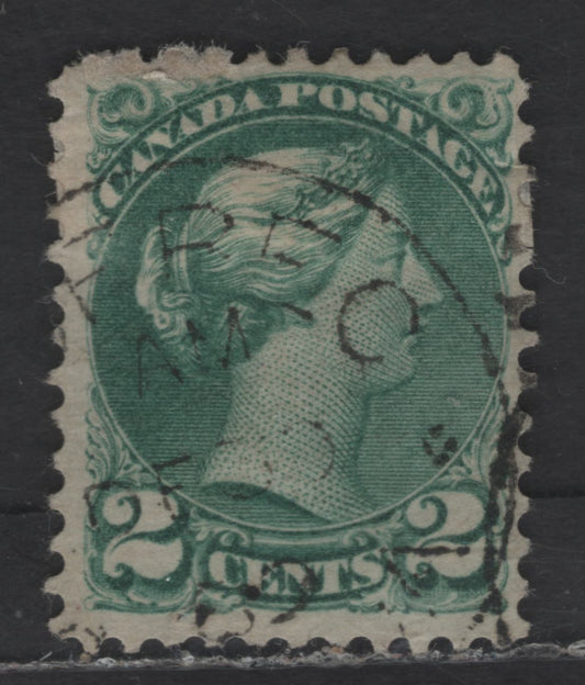 Lot 44 Canada SC#36iii 2c Dull Blue Green Queen Victoria, 1870-1893 Small Queen Issue, A Fine Used Single, Early Second Ottawa Printing, Paper 2O-J, December 30th 1889 Quebec Cancel