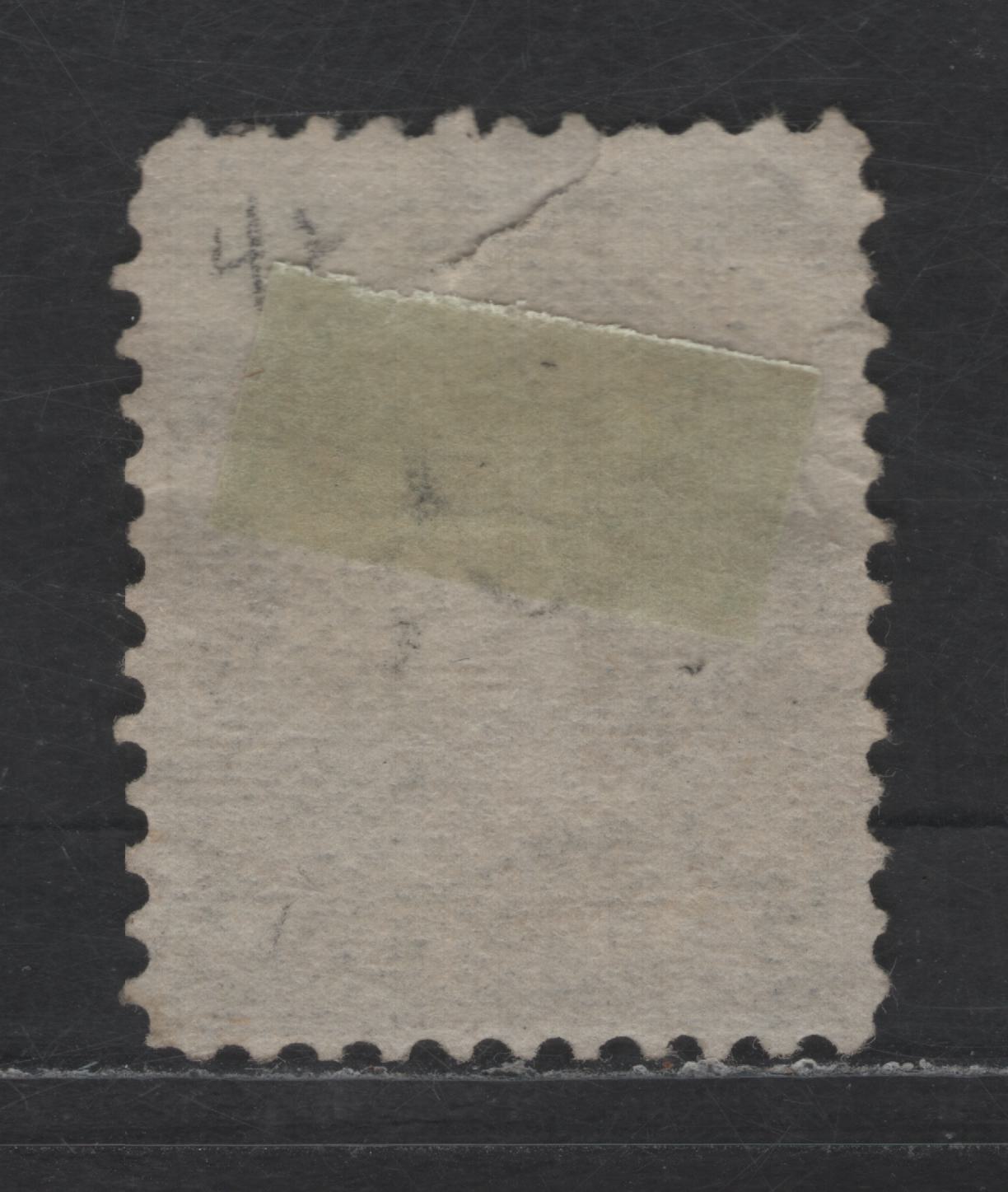 Lot 45A Canada SC#38 5c Slate Green Queen Victoria, 1870-1893 Small Queen Issue, A Very Good Used Single, Mid Montreal Printing, Paper MM-I, Pos. Dot At Lower Left, Large Tear At Top Through 'P' of Postage