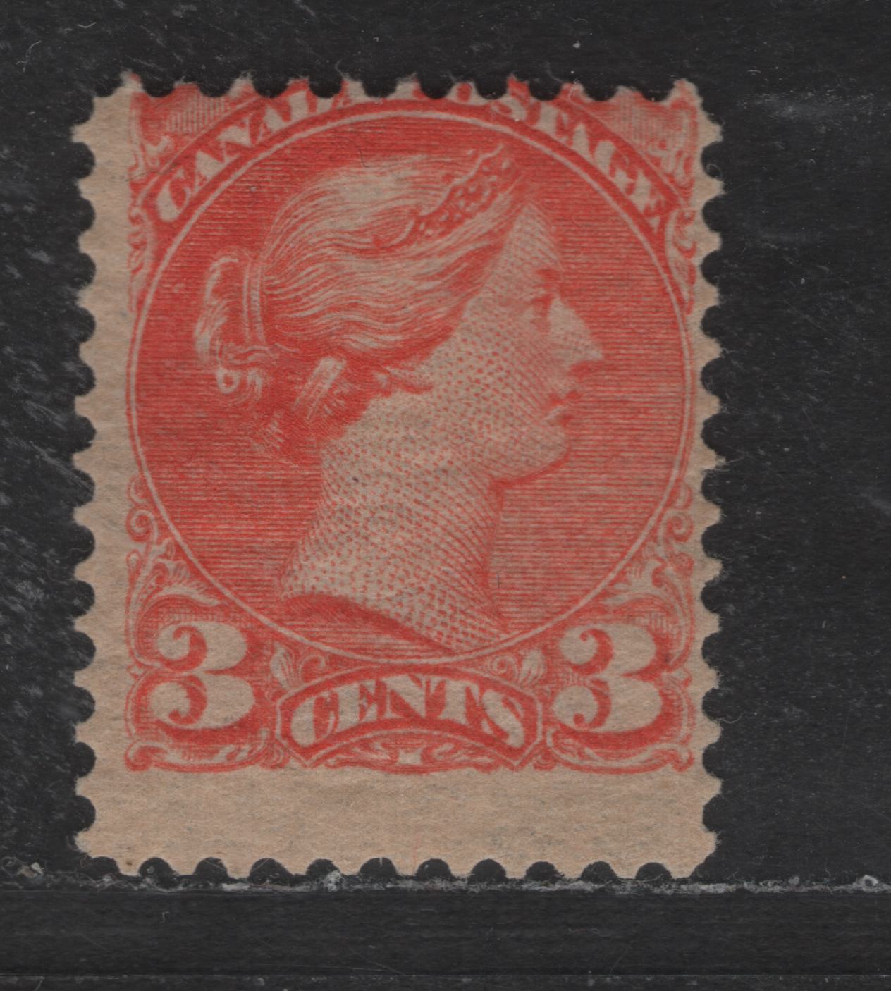 Lot 52 Canada SC#41 3c Bright Orange Queen Victoria, 1888-1897 Small Queen Issue, A VGOG Single, Second Ottawa Printing, Paper 2O-C, Perf 11.9x12.2