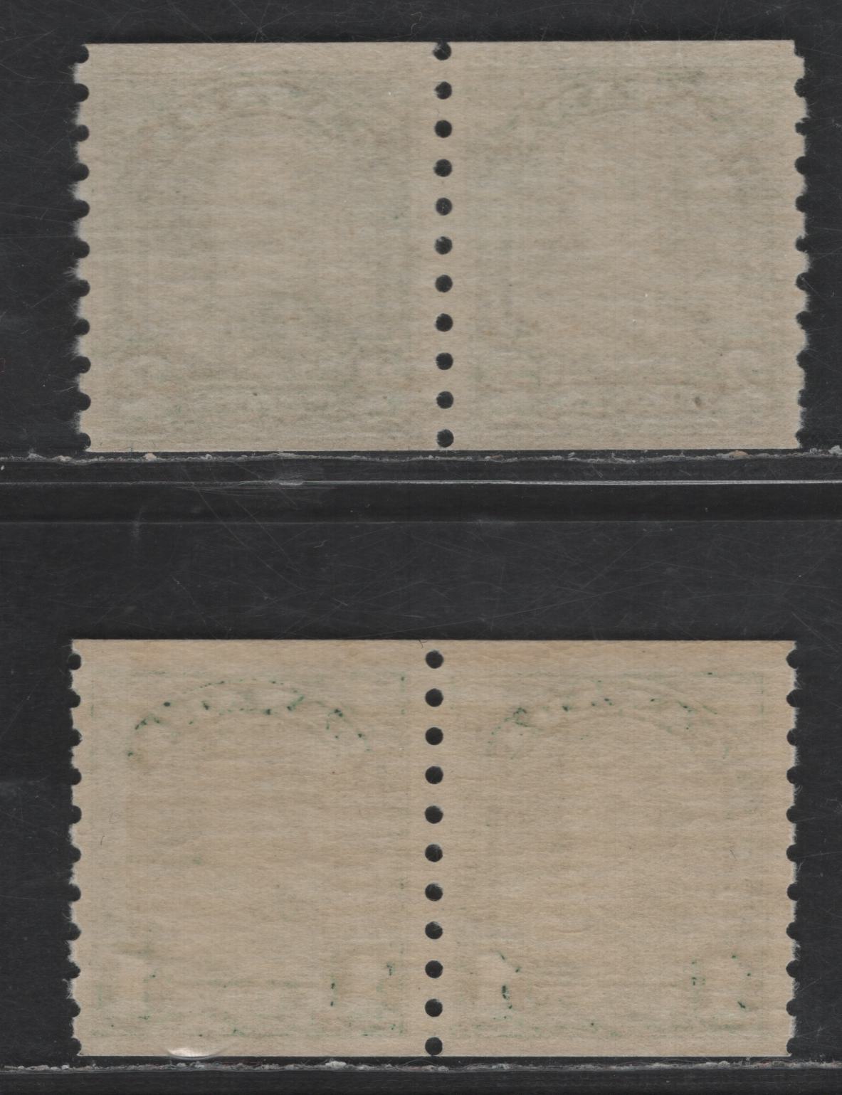 Lot 6 (C) Canada SC#179-180 1c - 2c Deep Green King George V , 1930-1931 Arch/Leaf Coil Issue, 2 F/VFNH Coil Pairs
