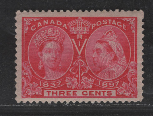 Lot 62 Canada SC#53 3c Bright Rose Queen Victoria, 1897 Diamond Jubilee Issue, A VFOG Single