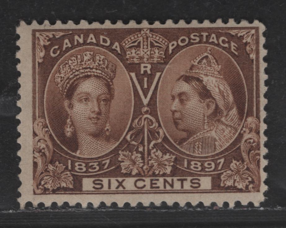 Lot 63 Canada SC#55 6c Yellow Brown Queen Victoria, 1897 Diamond Jubilee Issue, A FOG Single, Disturbed Gum
