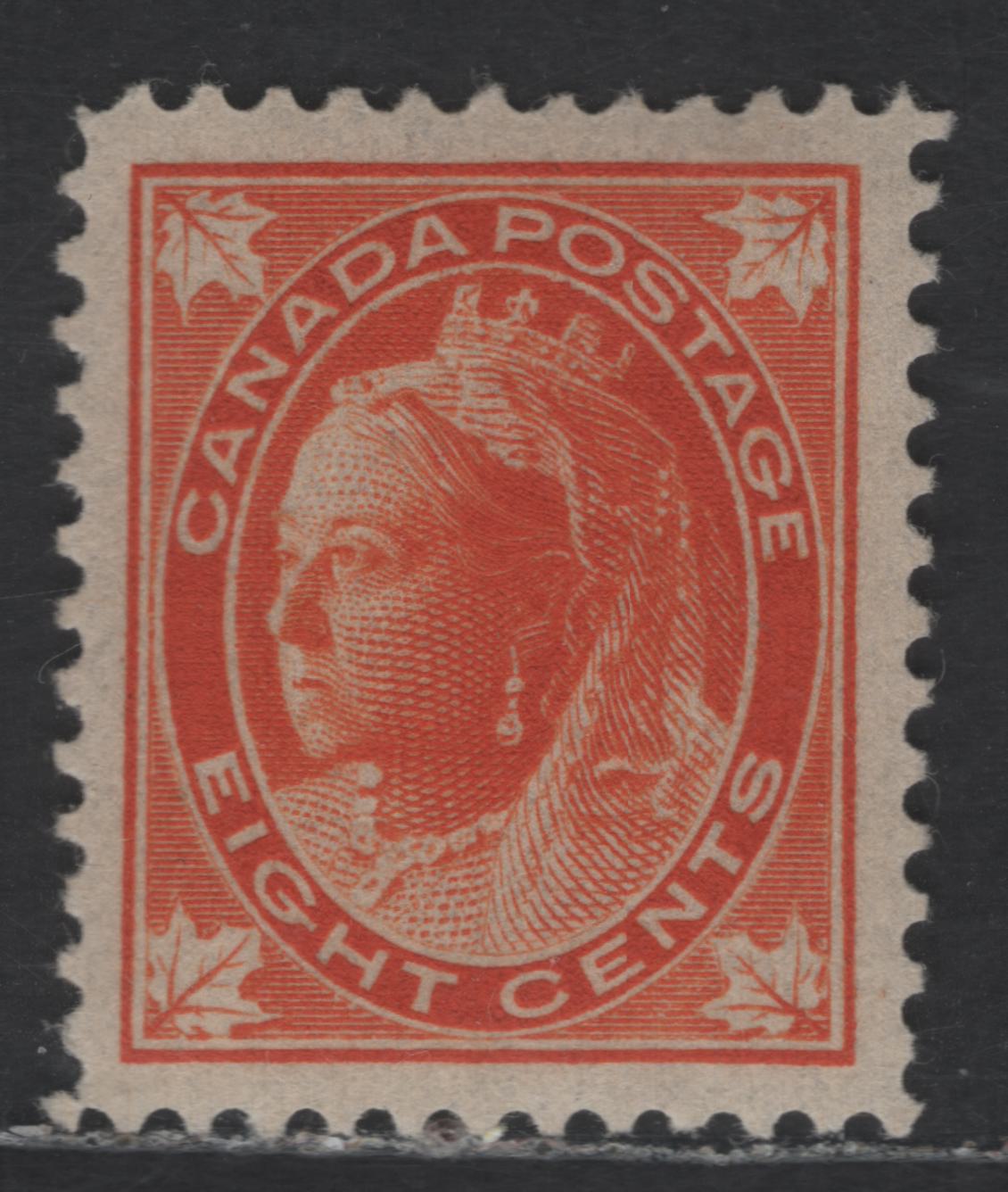 Lot 72 Canada SC#72 8c Orange Queen Victoria, 1897-1898 Maple Leaf Issue, A VFLH Single, Vertical Wove Paper
