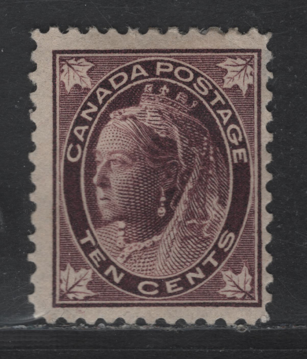 Lot 75 Canada SC#73 10c Brown Violet Queen Victoria, 1897-1898 Maple Leaf Issue, A FOG Single, Vertical Wove Paper