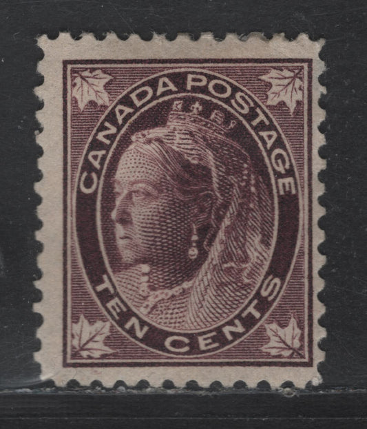 Lot 75 Canada SC#73 10c Brown Violet Queen Victoria, 1897-1898 Maple Leaf Issue, A FOG Single, Vertical Wove Paper