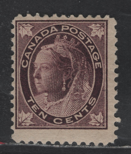 Lot 76 Canada SC#73ii 10c Brown Violet Queen Victoria, 1897-1898 Maple Leaf Issue, A FOG Single, Horizontal Wove Paper